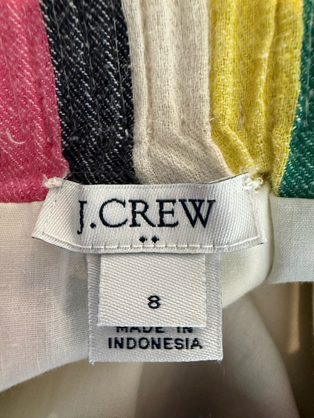 J. CREW FACTORY Linen Blend Rainbow Stripe Skirt Smocked Elastic Waist Pockets 8 - Picture 11 of 12